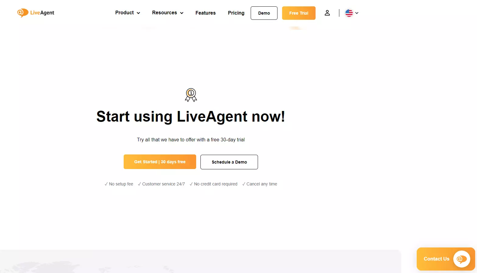 Botón de CTA y chat en vivo de LiveAgent