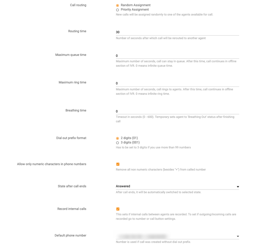 Configuración de llamadas de LiveAgent