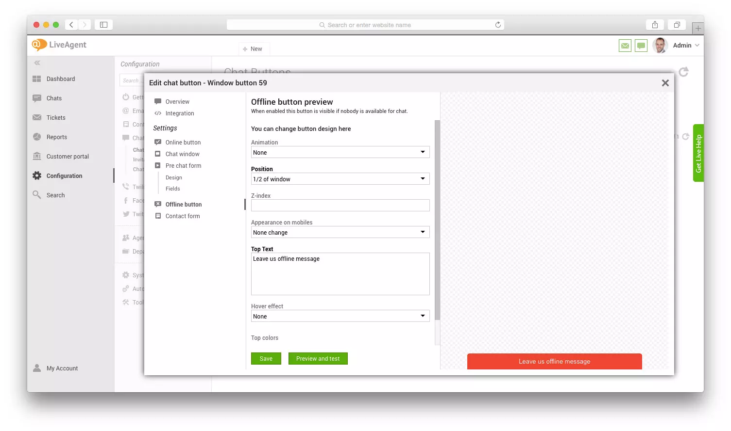 Simulacro de pestaña de vista previa de botón sin conexión