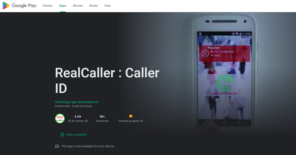 Sitio web de RealCaller: Caller ID Google Play