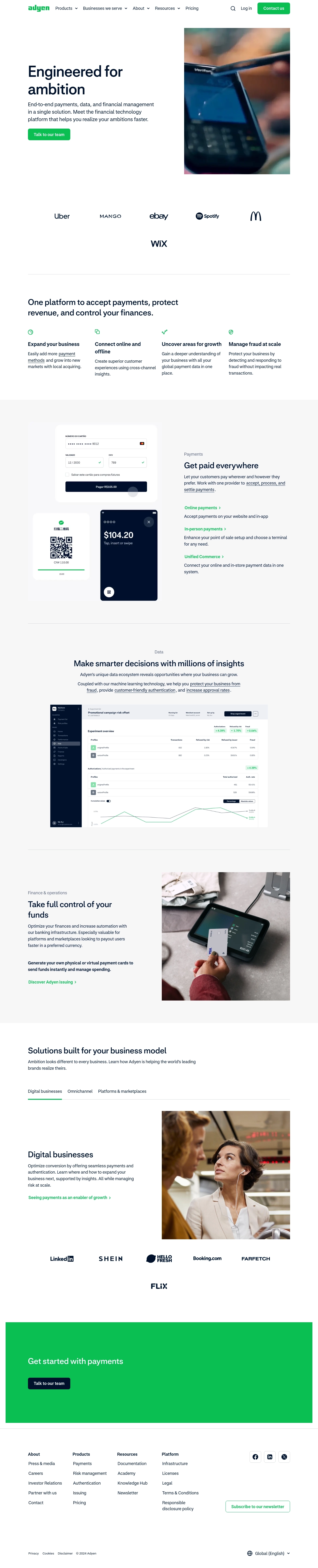 Contactos de la mesa de ayuda de Adyen
