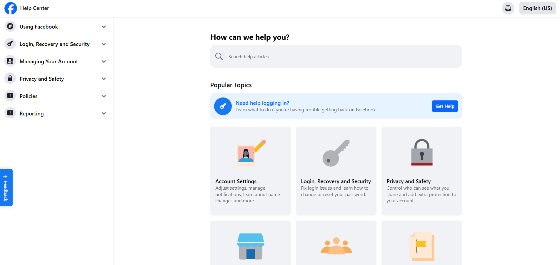 Contactos del servicio de ayuda de Facebook