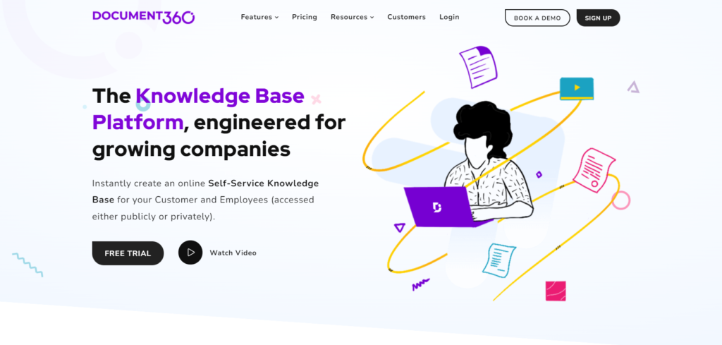 Página de inicio de Document360