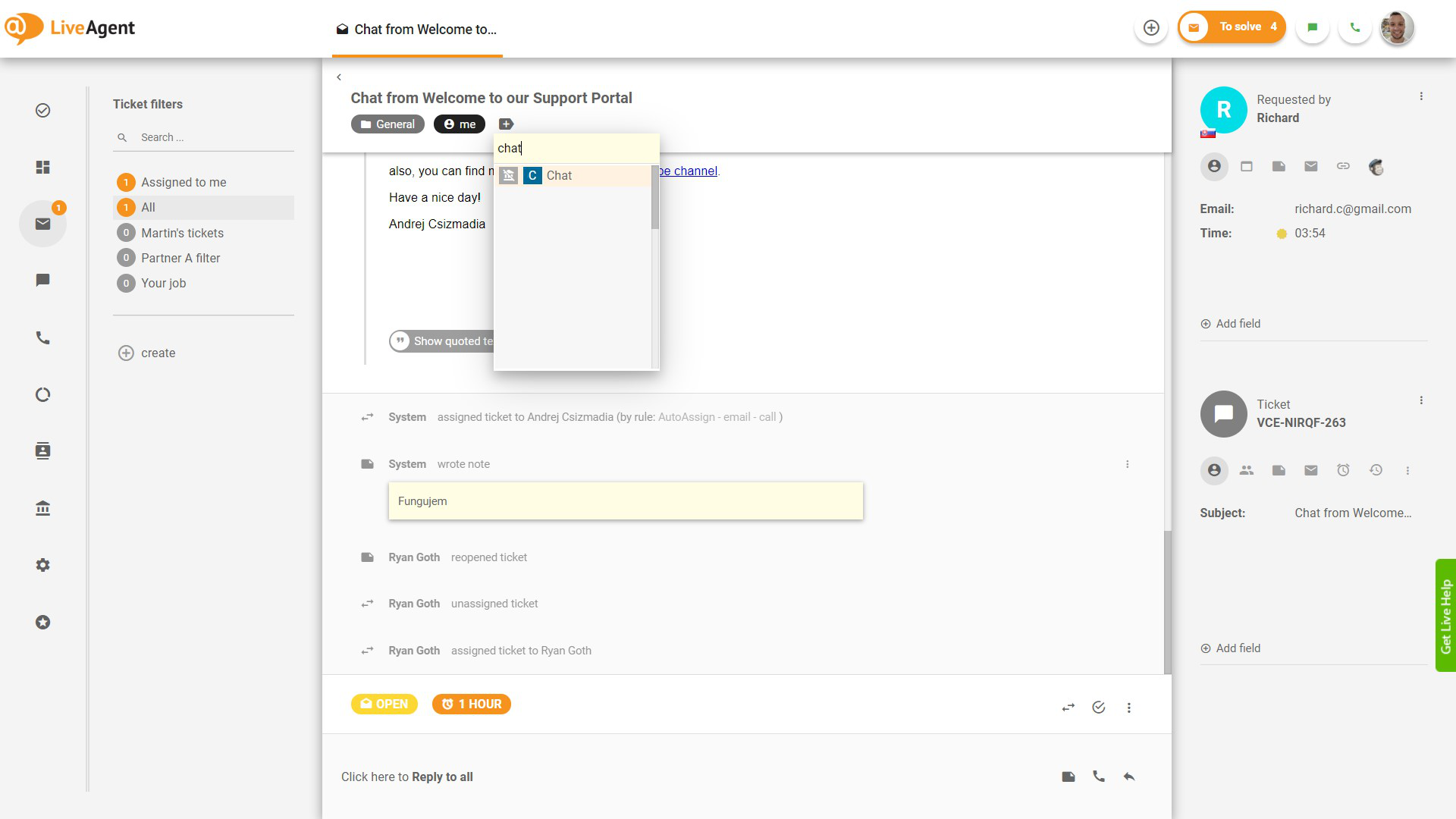 Agregar una etiqueta a un ticket en LiveAgent