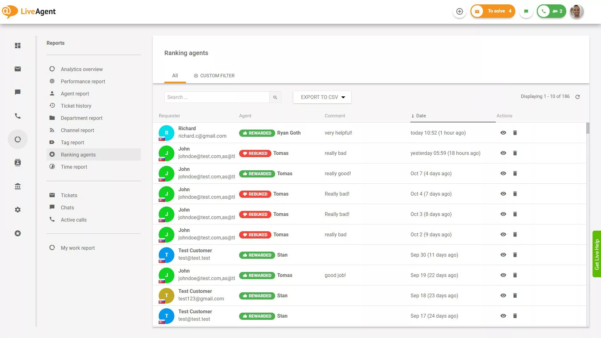 Descripción general de clasificación de agentes en informes