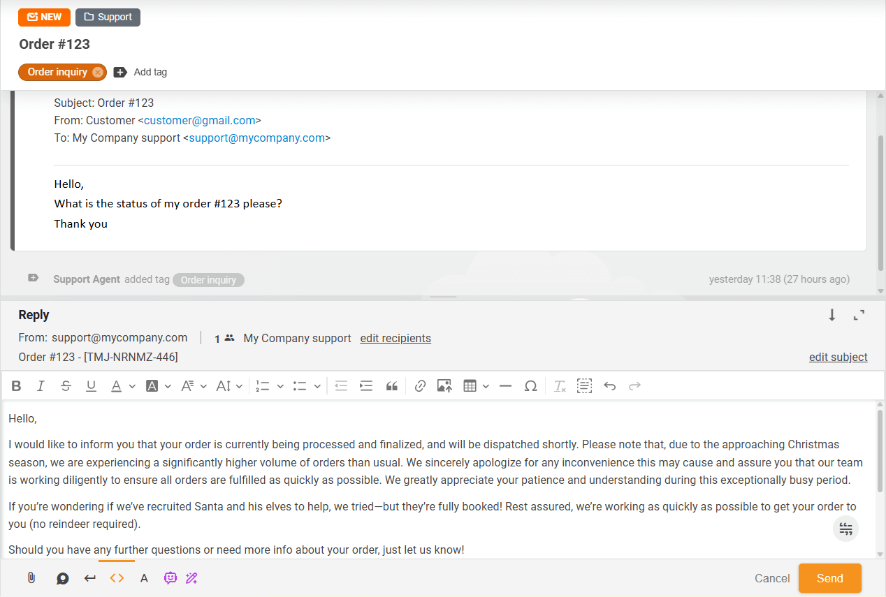 Respuesta lista del Compositor de Respuestas IA