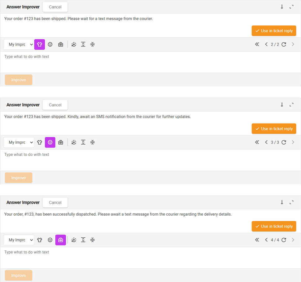 Modos del Mejorador de Respuestas