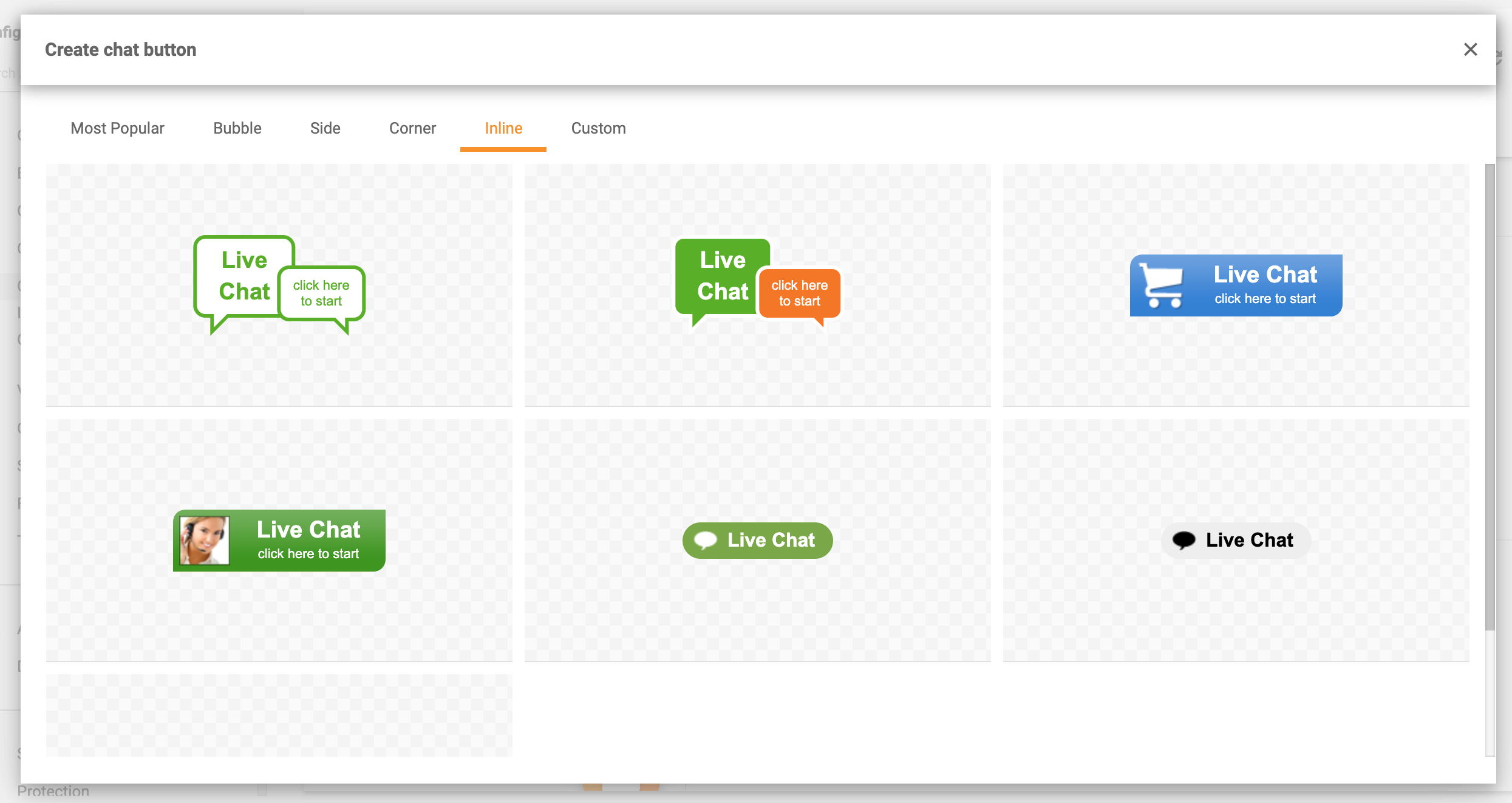 Botones de chat en línea