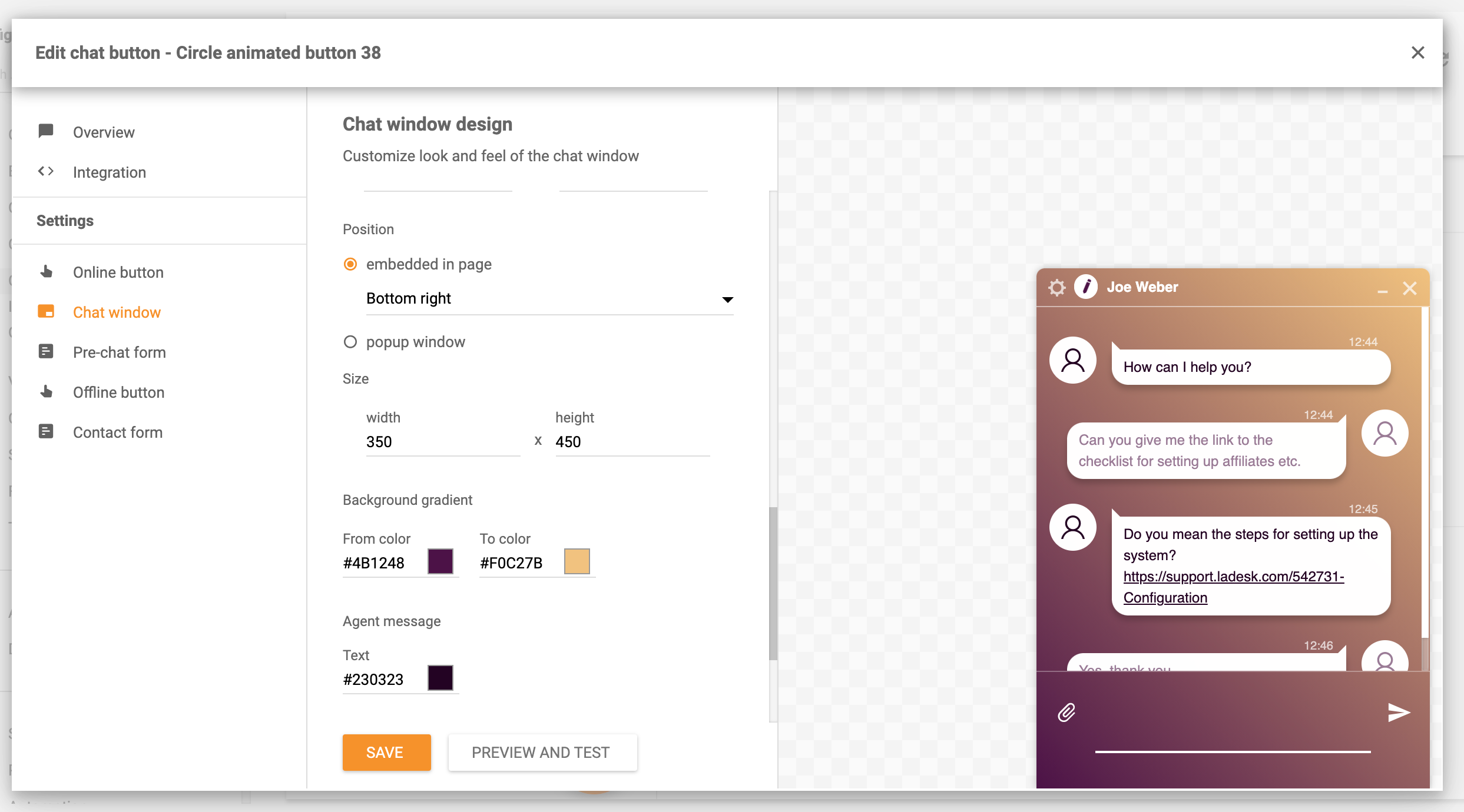 Característica de anclaje de ventana de chat