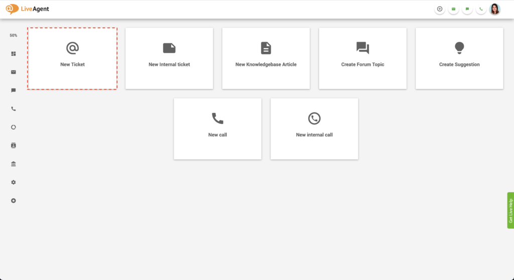 Crear nuevo ticket en LiveAgent