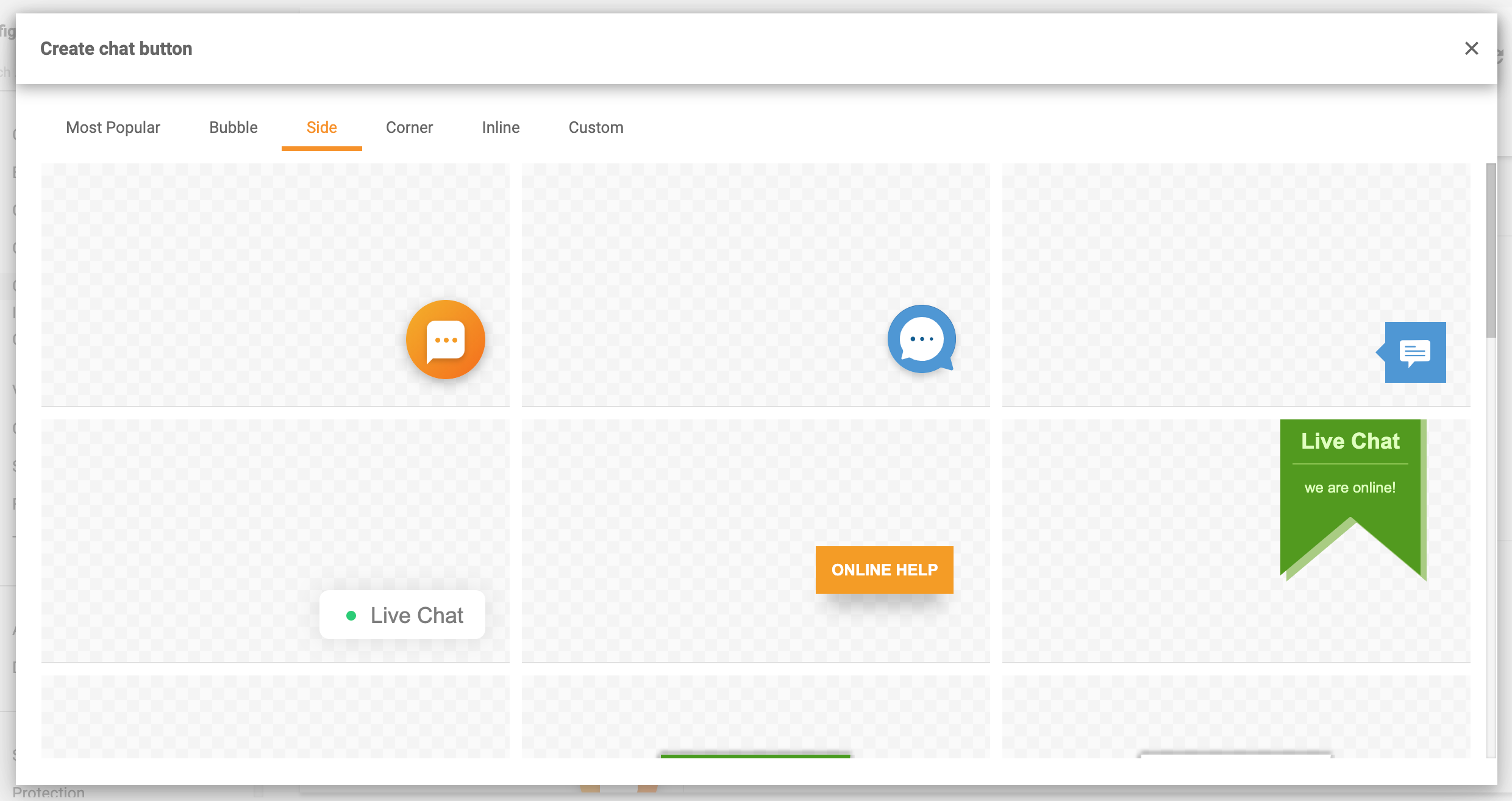 Botones de chat laterales