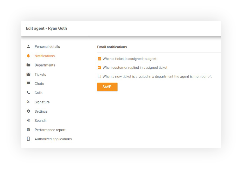Notificaciones por correo electrónico en LiveAgent