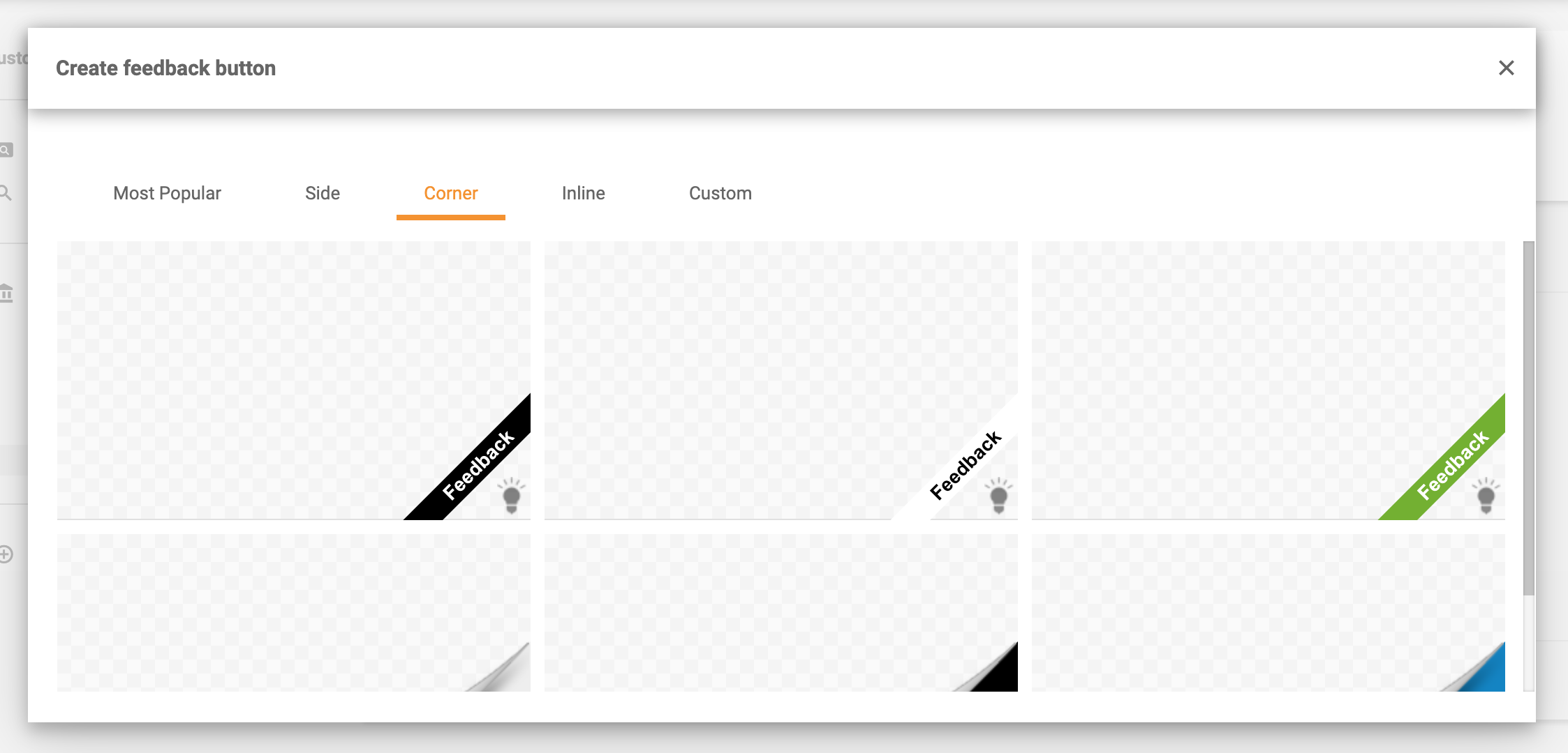 Botones de comentarios en esquina