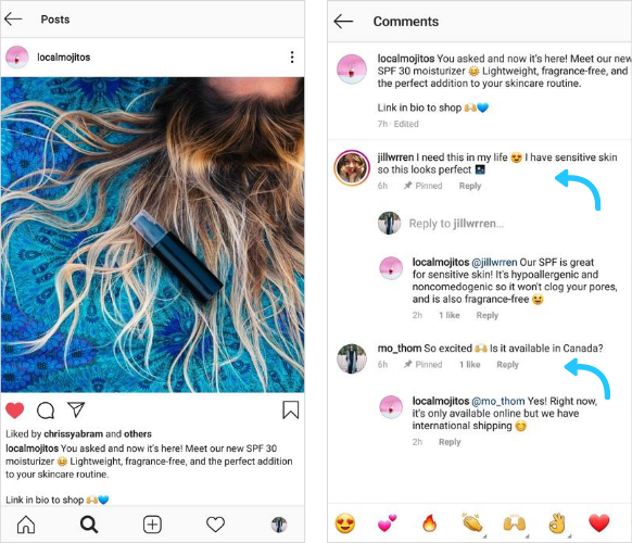 Comentarios fijados de Instagram
