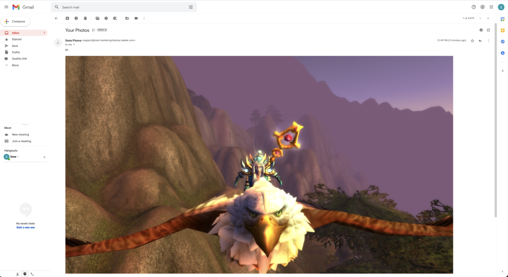 Ejemplo de imagen pegada en línea en correo electrónico