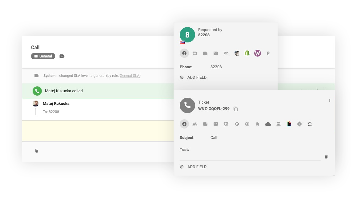 Interfaz de llamada interna en LiveAgent