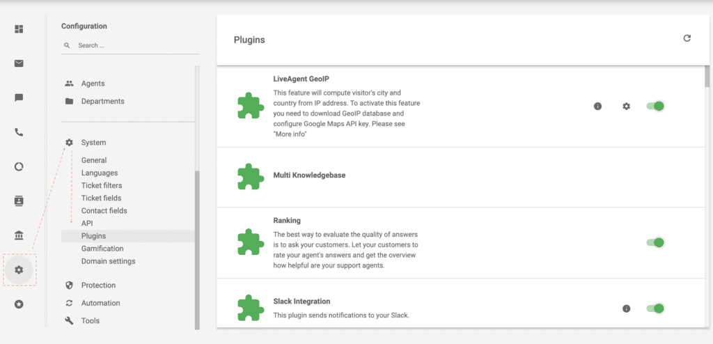 Complementos de LiveAgent