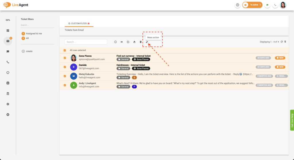 Botón de acción masiva