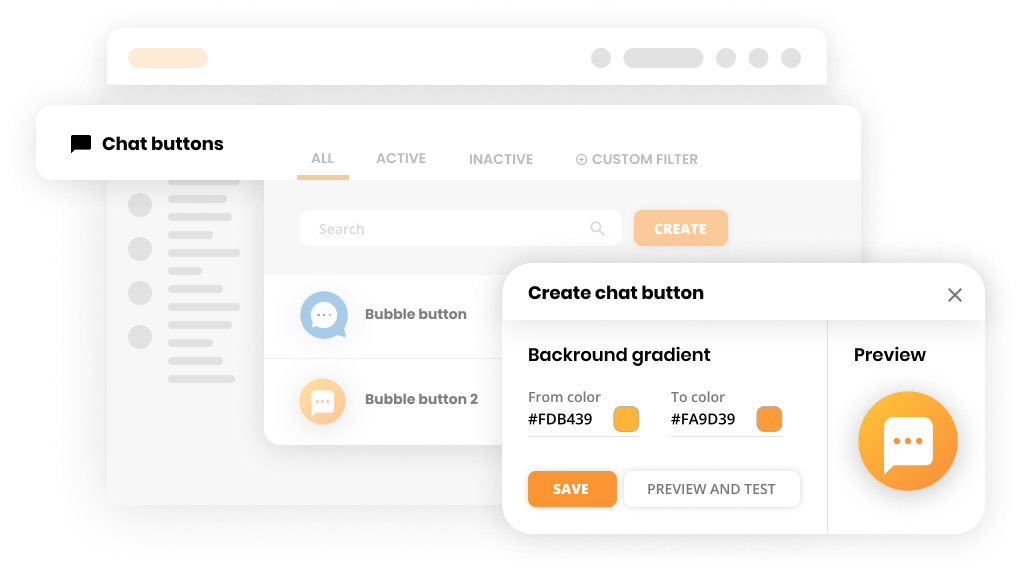 Mockup de conexiones de chat en vivo