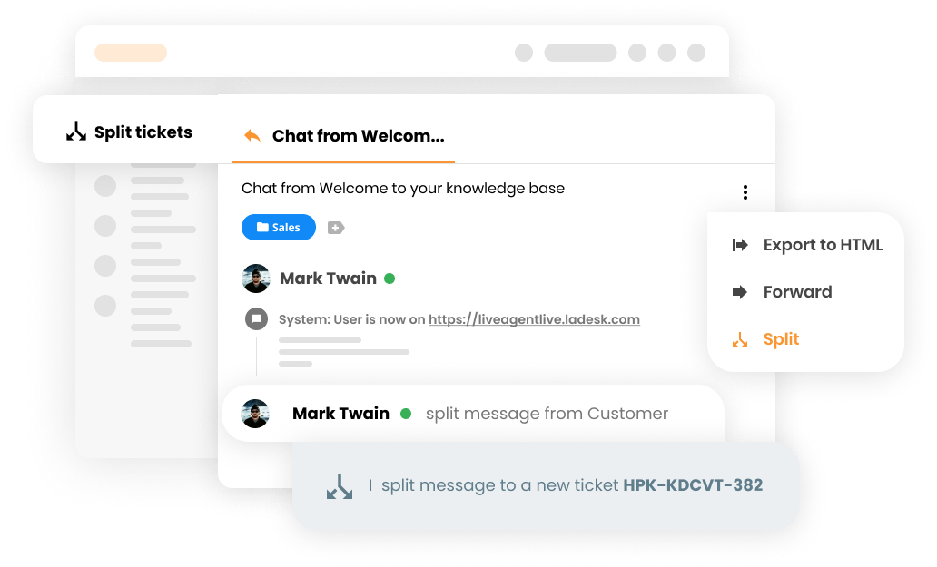 Función dividir tickets en software de ticketing