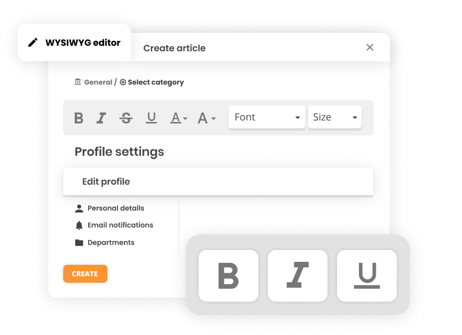 Editor WYSIWYG - Artículo de base de conocimientos