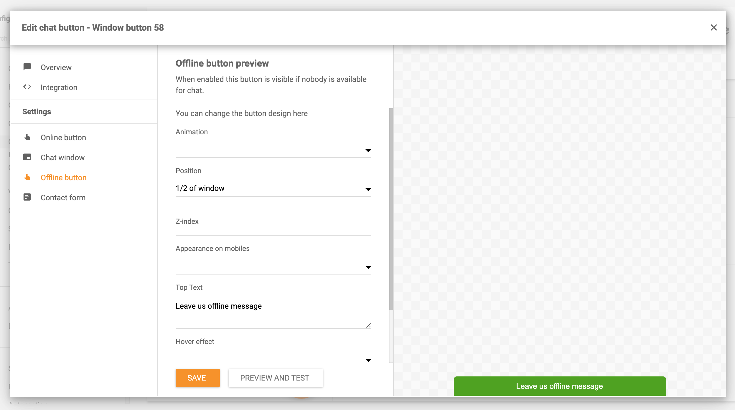 Configuración del botón de chat fuera de línea LiveAgent