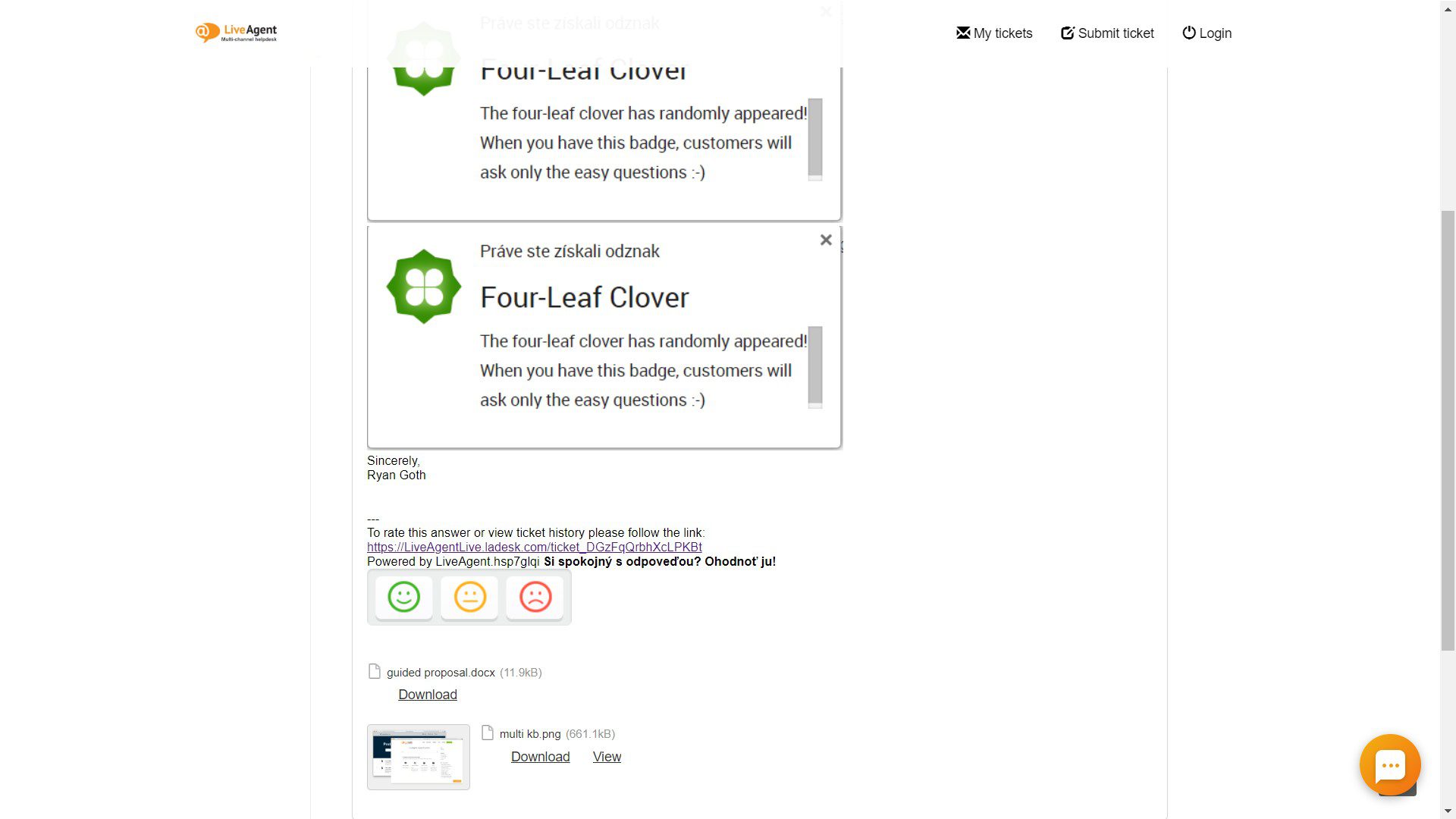 Visualización del historial de tickets en línea