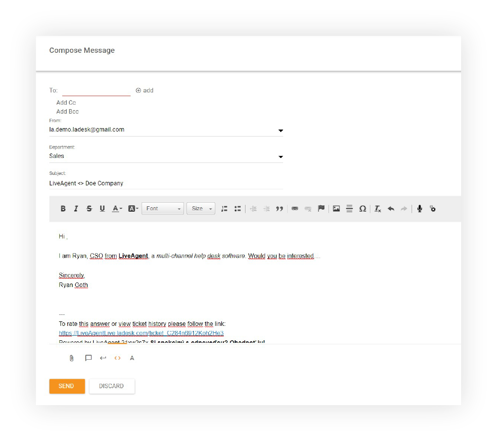 Editor WYSIWYG - Nuevo ticket