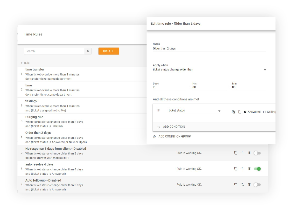 Visualización de reglas de tiempo