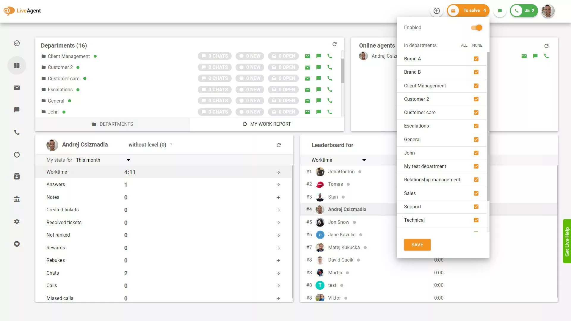 Selección de departamento de tickets Para Resolver