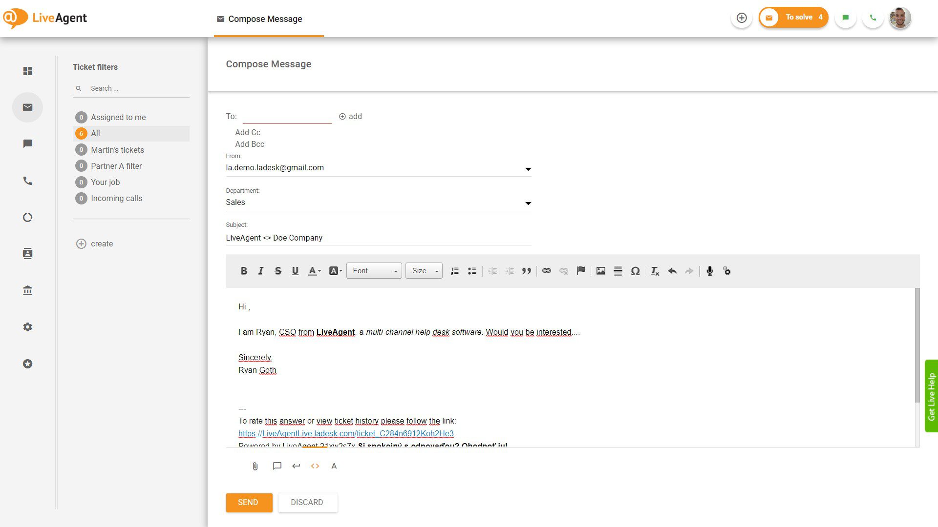 Editor WYSIWYG en nuevo ticket