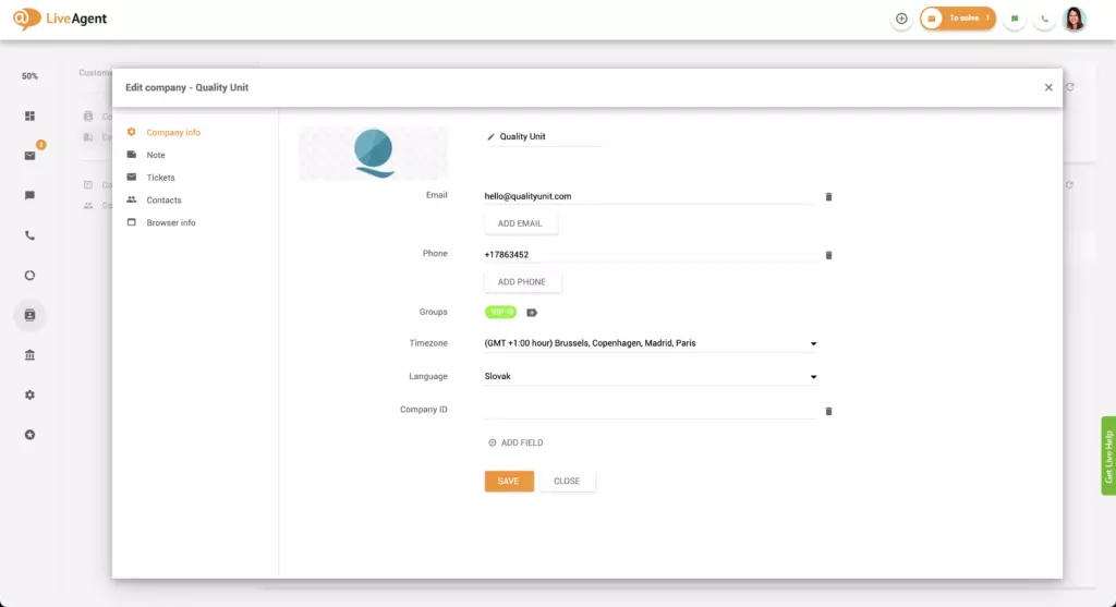 Información de la empresa
