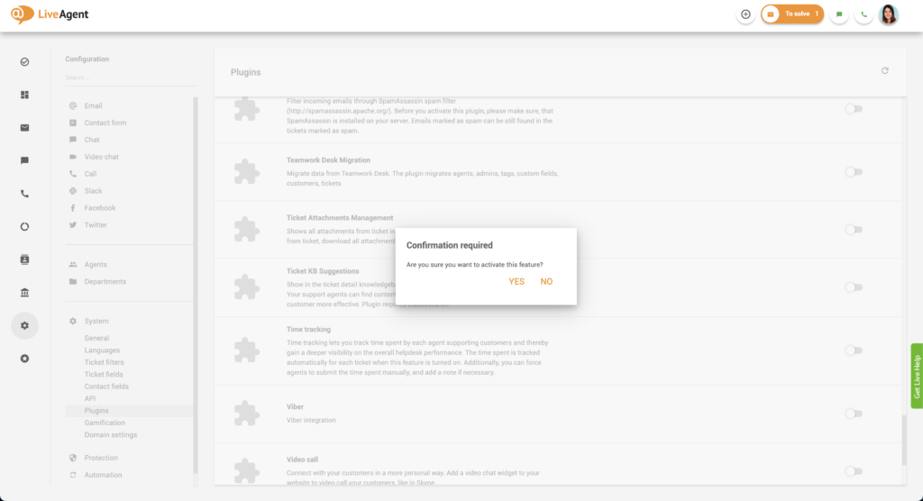 Confirmación del complemento