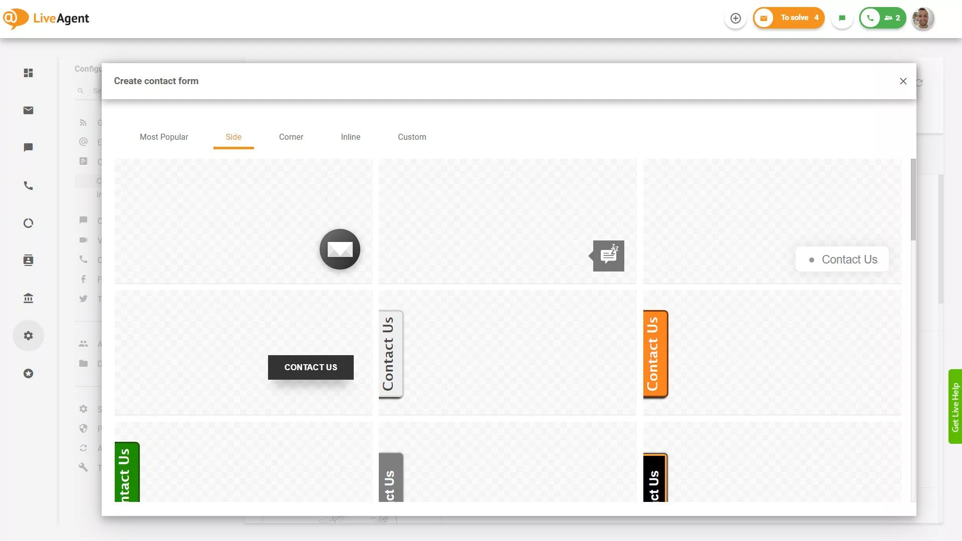 Botones de formulario de contacto lateral