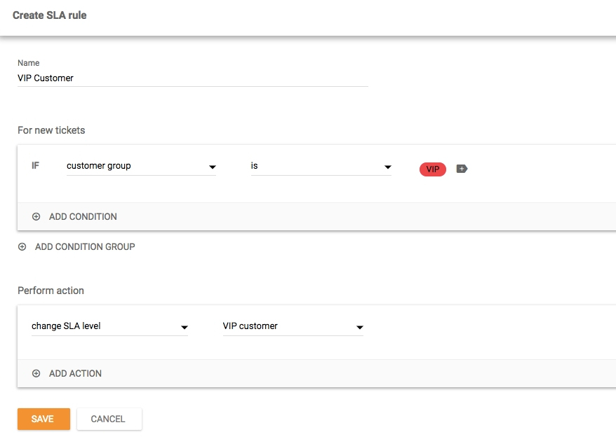 SLA de grupo de contactos