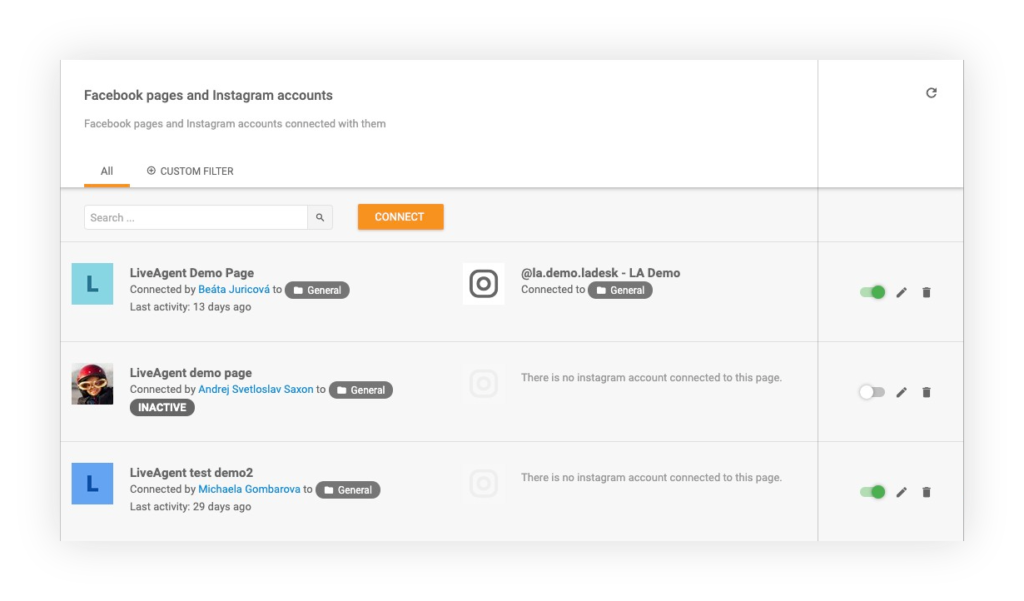 Conectar cuentas de Facebook e Instagram a LiveAgent
