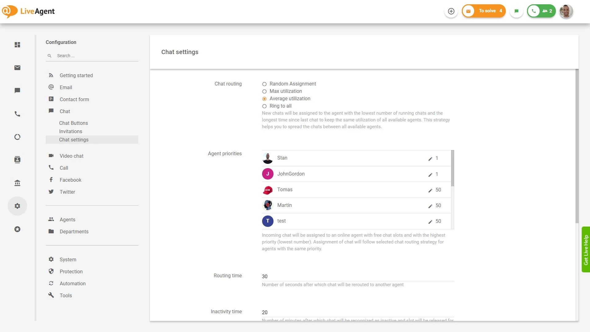 Configuración de enrutamiento de chat