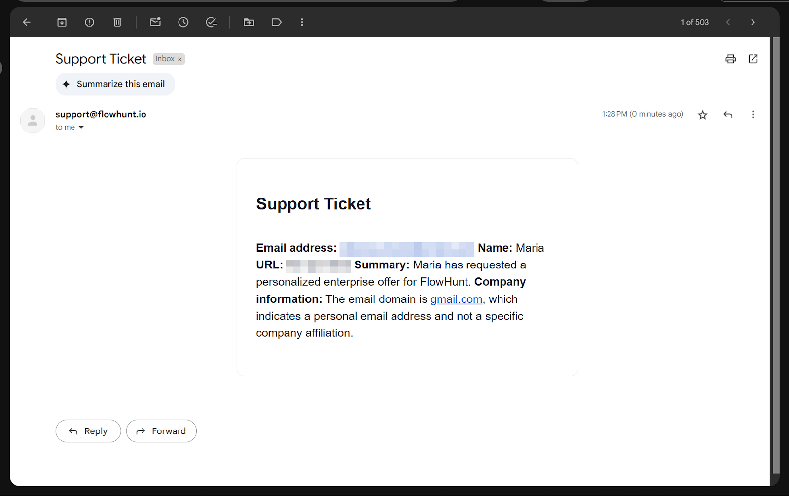 Notificación de cliente potencial del chatbot de FlowHunt