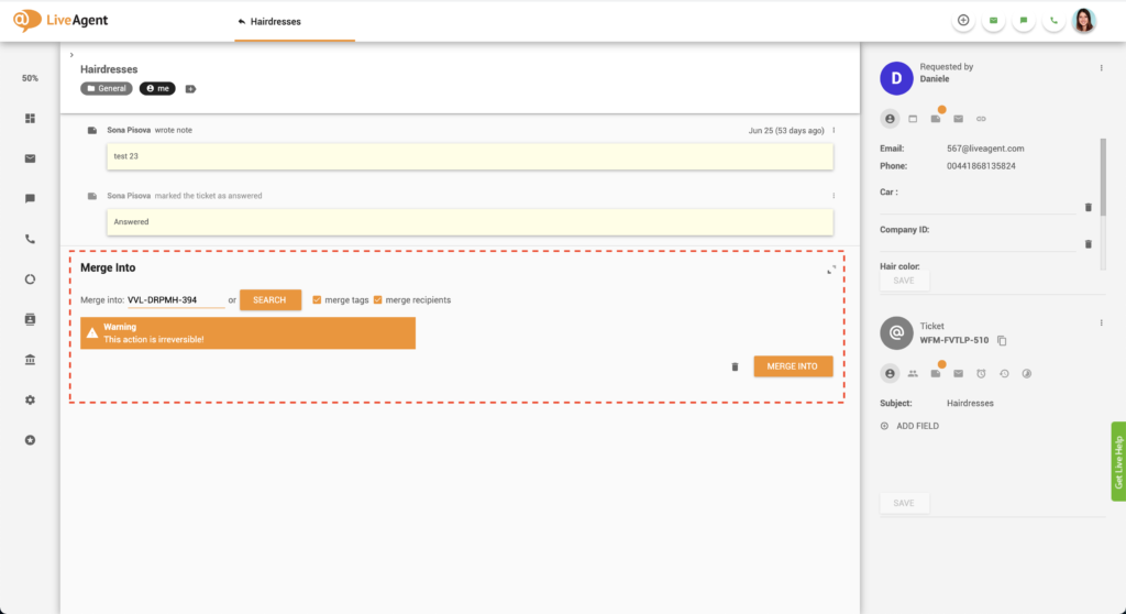 Combinando dos tickets
