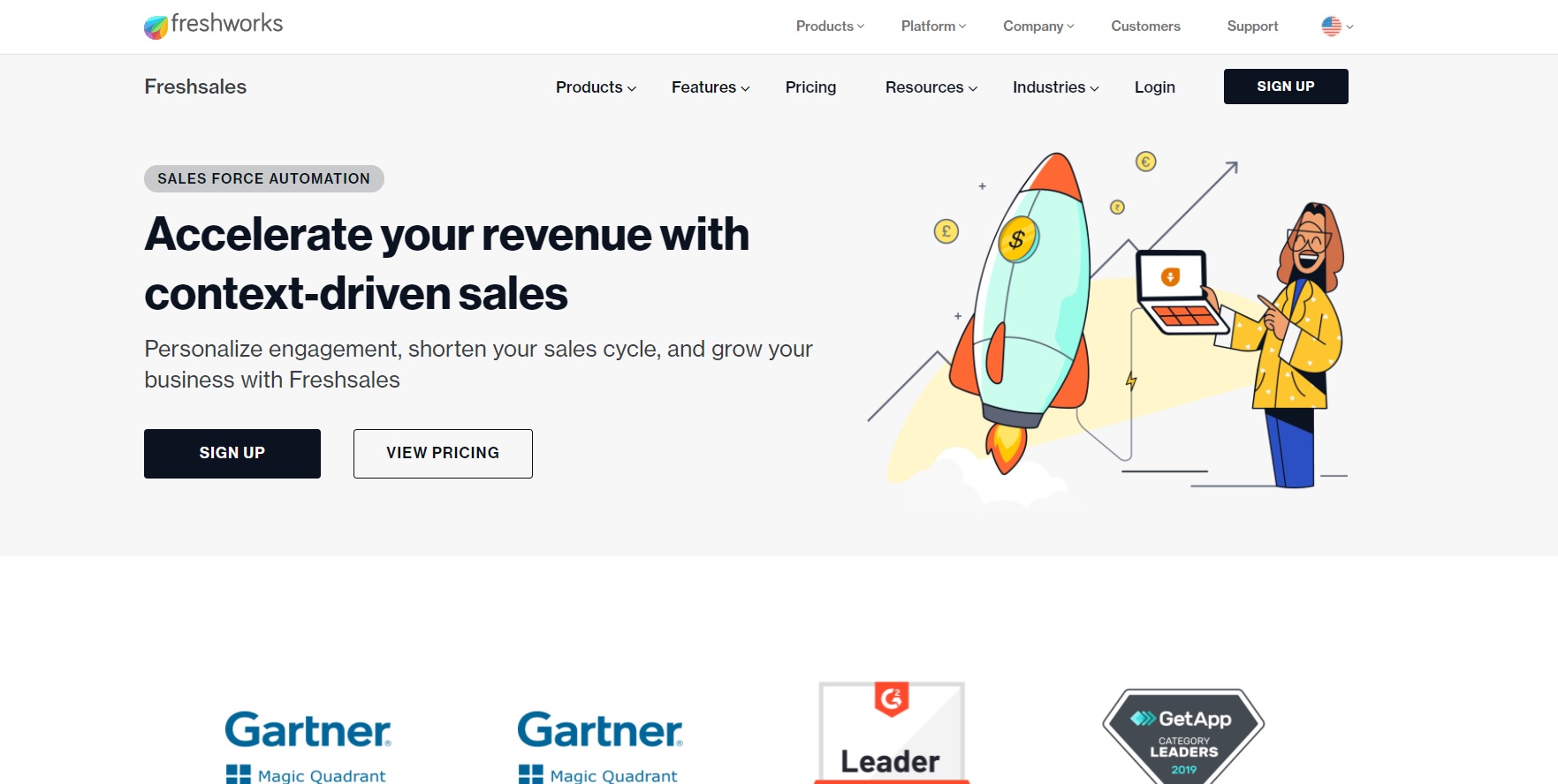 Página de inicio de Freshworks Freshsales