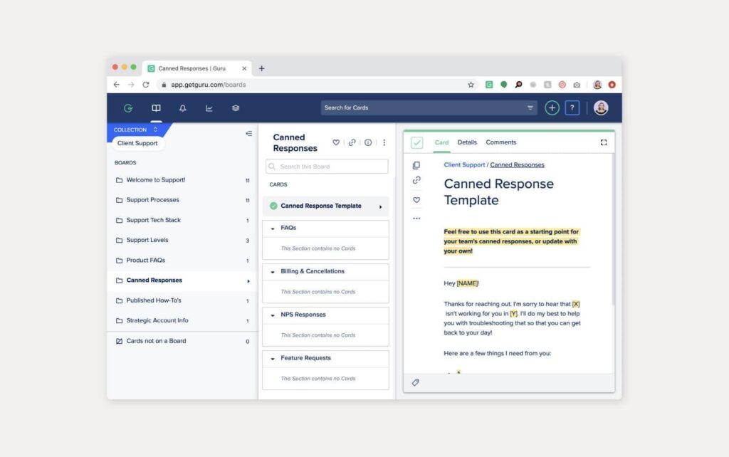 Ejemplo práctico de una base de conocimiento de software Guru