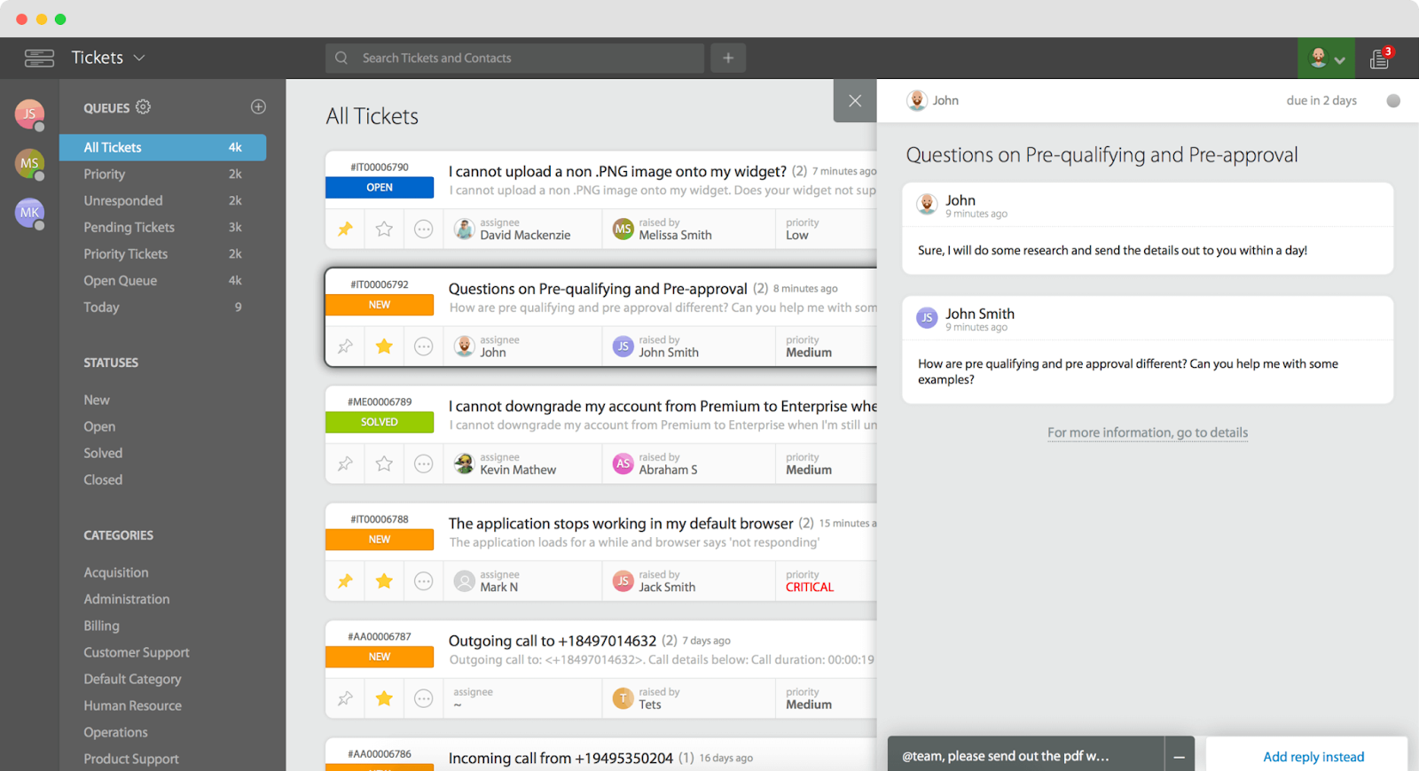 Interfaz de usuario de HappyFox