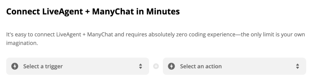 Seleccionar un disparador y una acción en Zapier