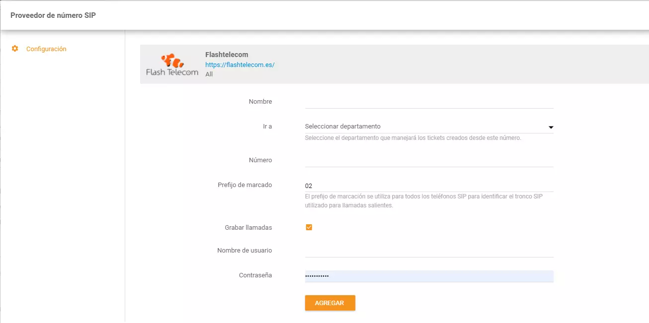 Credenciales de Flash Telecom