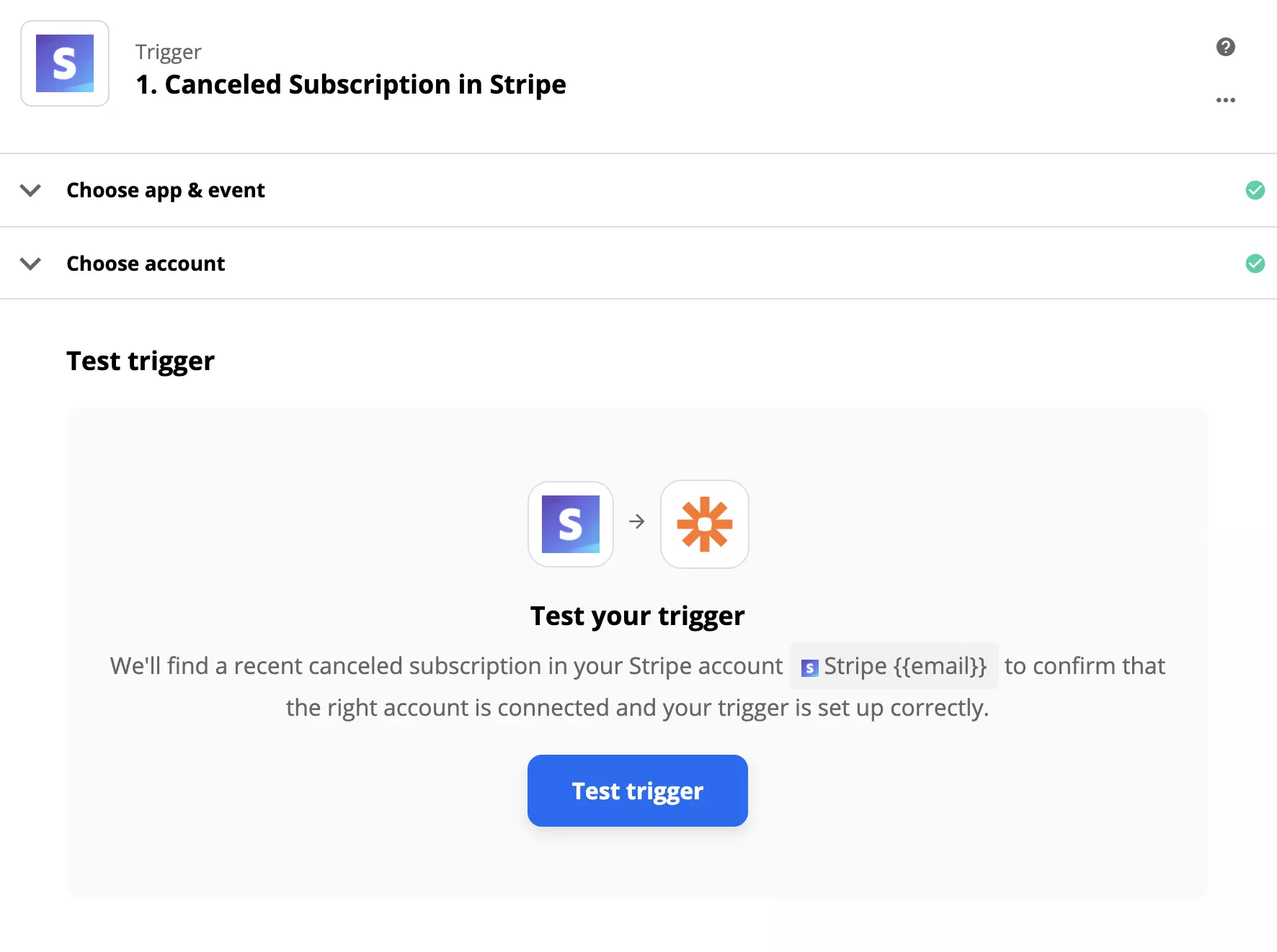 Prueba de trigger de Stripe en Zapier