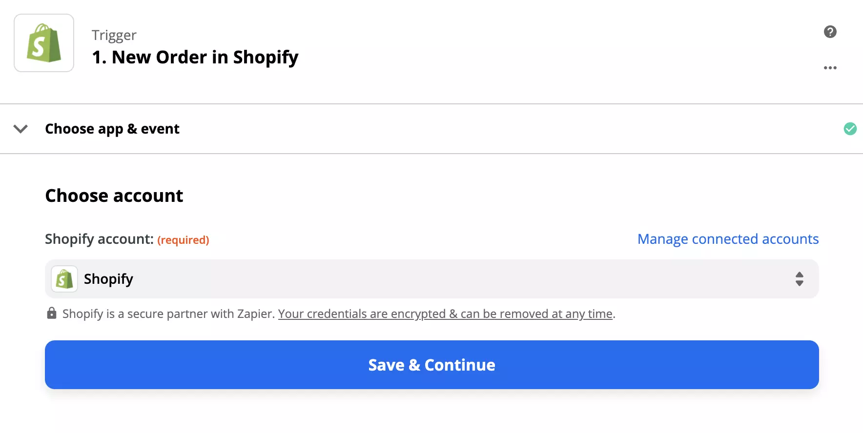 Configuración del disparador de Shopify en Zapier