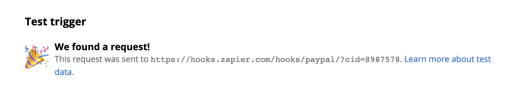 Una prueba exitosa de un disparador de Venta exitosa de PayPal