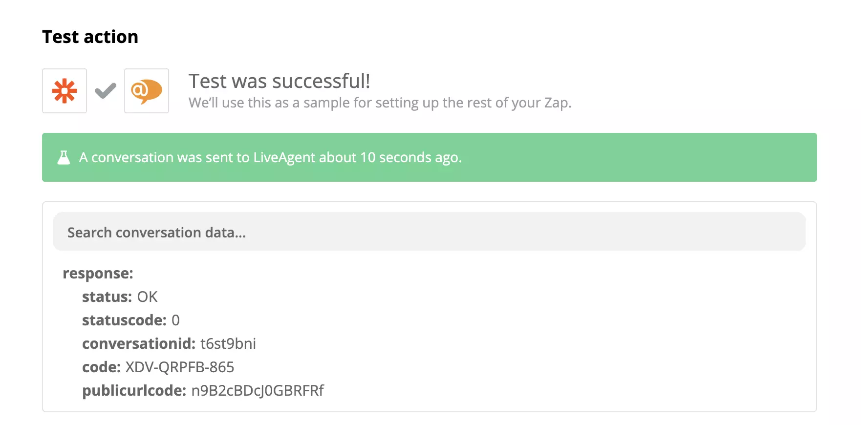 Una prueba exitosa de una integración de Stripe y LiveAgent