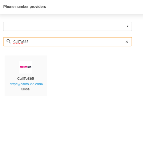 Selección del proveedor CallTo365