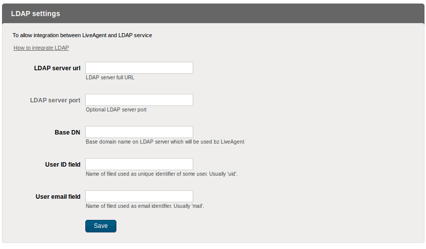 Ventana de configuración LDAP